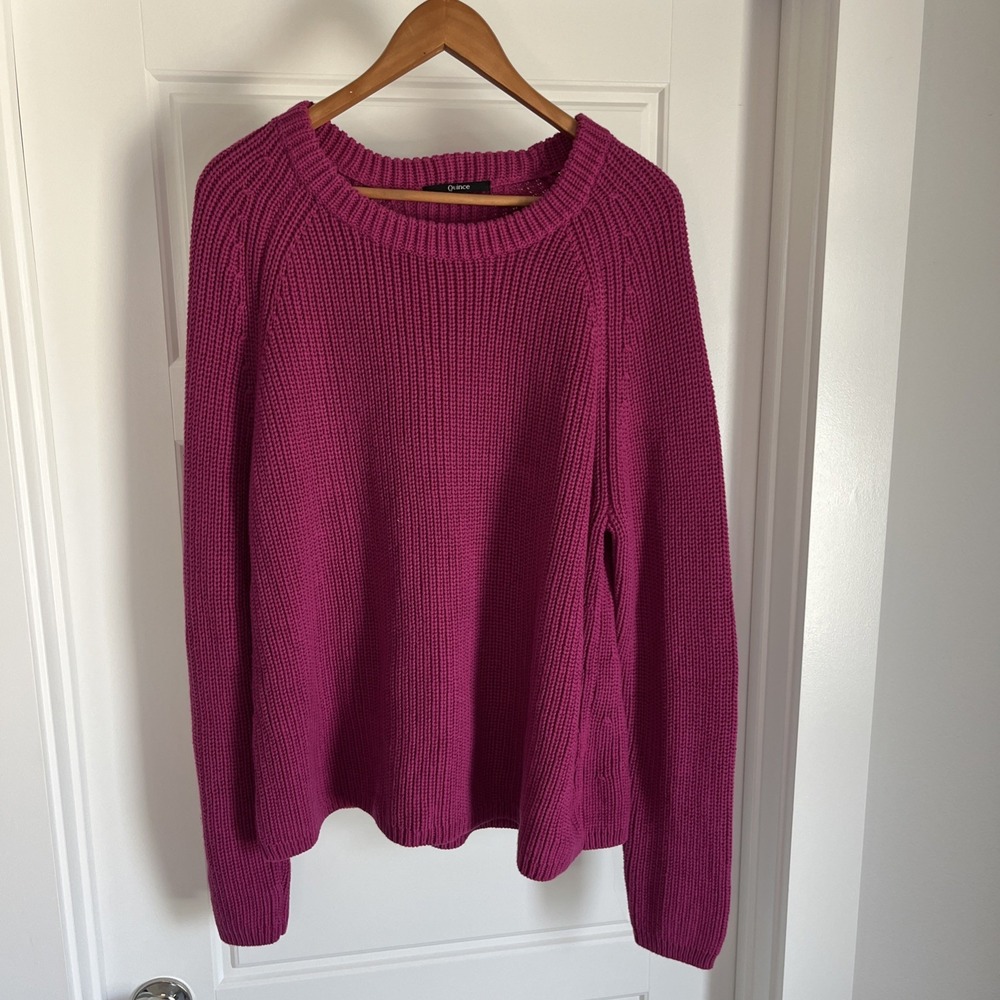 Quince 100% Organic Cotton Boyfriend Crew Sweater XL Oversized Minimalist Pink